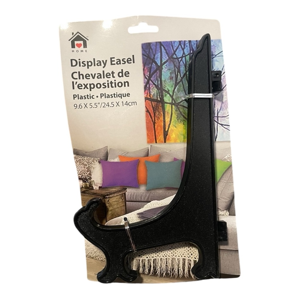Display Art Plate Easel Solid Black Plastic 9.6” Brand New